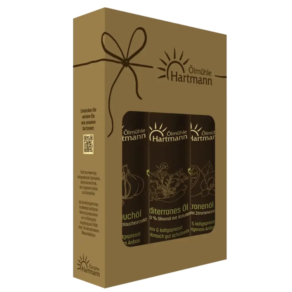 Mediterranes Trio - Knoblauchöl 0,25l , Zitronenöl 0,25l & Mediterranes Öl 0,25l