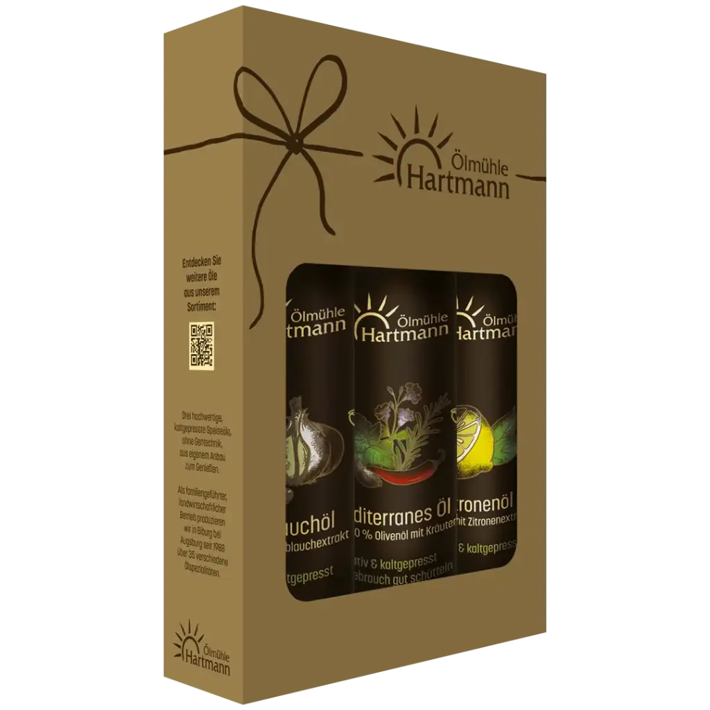 Mediterranes Trio - Knoblauchöl 0,25l, Mediterranes Öl 0,25l & Zitronenöl 0,25l