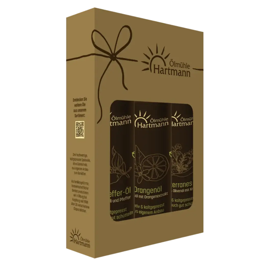Würziges Trio - Orangenöl 0,25l, Chili-Pfeffer-Öl 0,25l & Mediterranes Öl 0,25l 